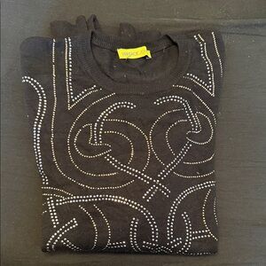 Versace Jeans Black Knit with Silver Detailing about a Large